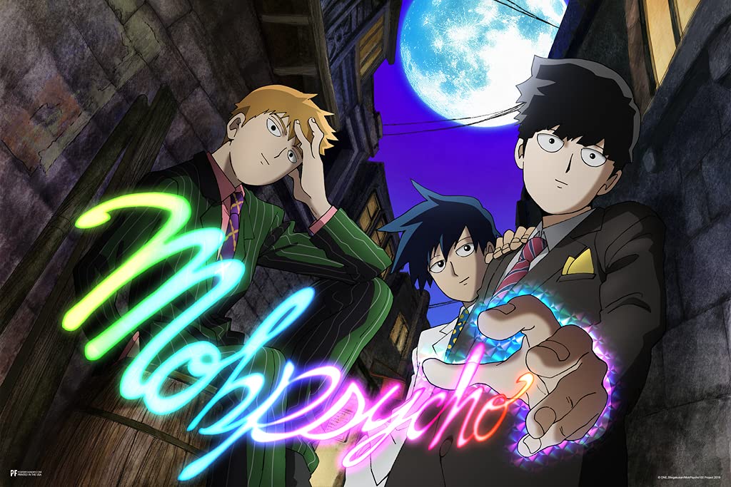Mob Psycho 100 Poster Mob Reigen Dressed Up Crunchyroll Japanese Anime Merchandise Webtoon Manga Series Anime Streaming Poster Merch Anime Bedroom Decor Cool Wall Decor Art Print Poster 12x18