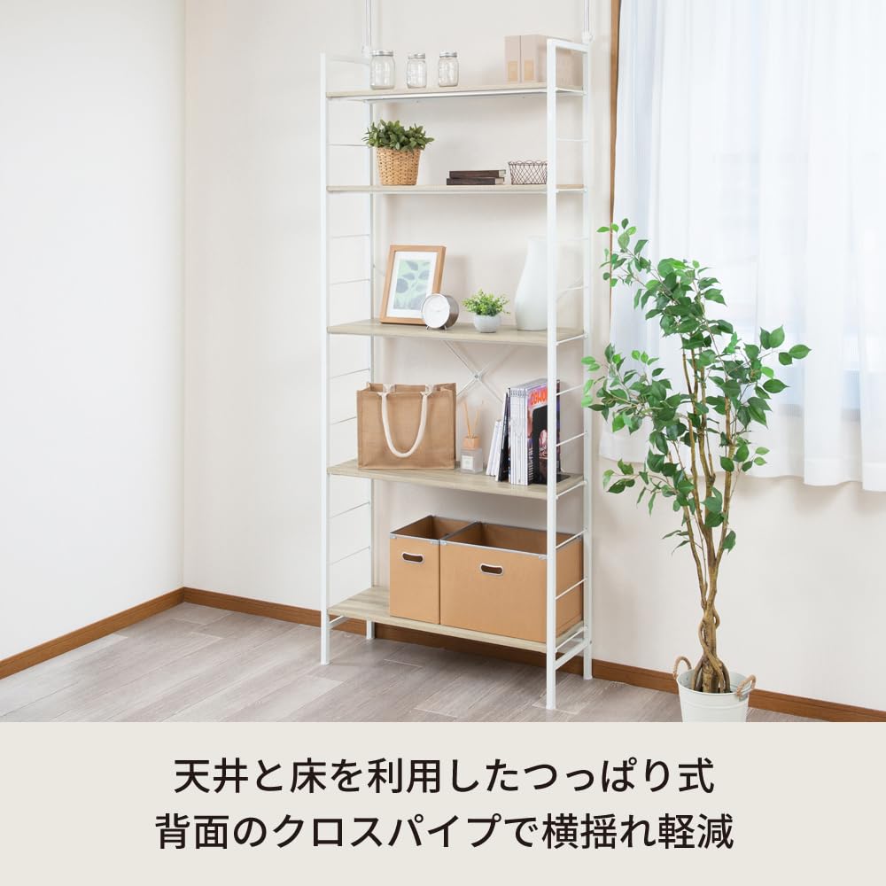 突っ張りラック ナチュラル×ホワイト 幅78cm 木目調 楽天市場】8tail 【突っ張りラック 幅78cm】 木目調 シェルフ 7段 奥行