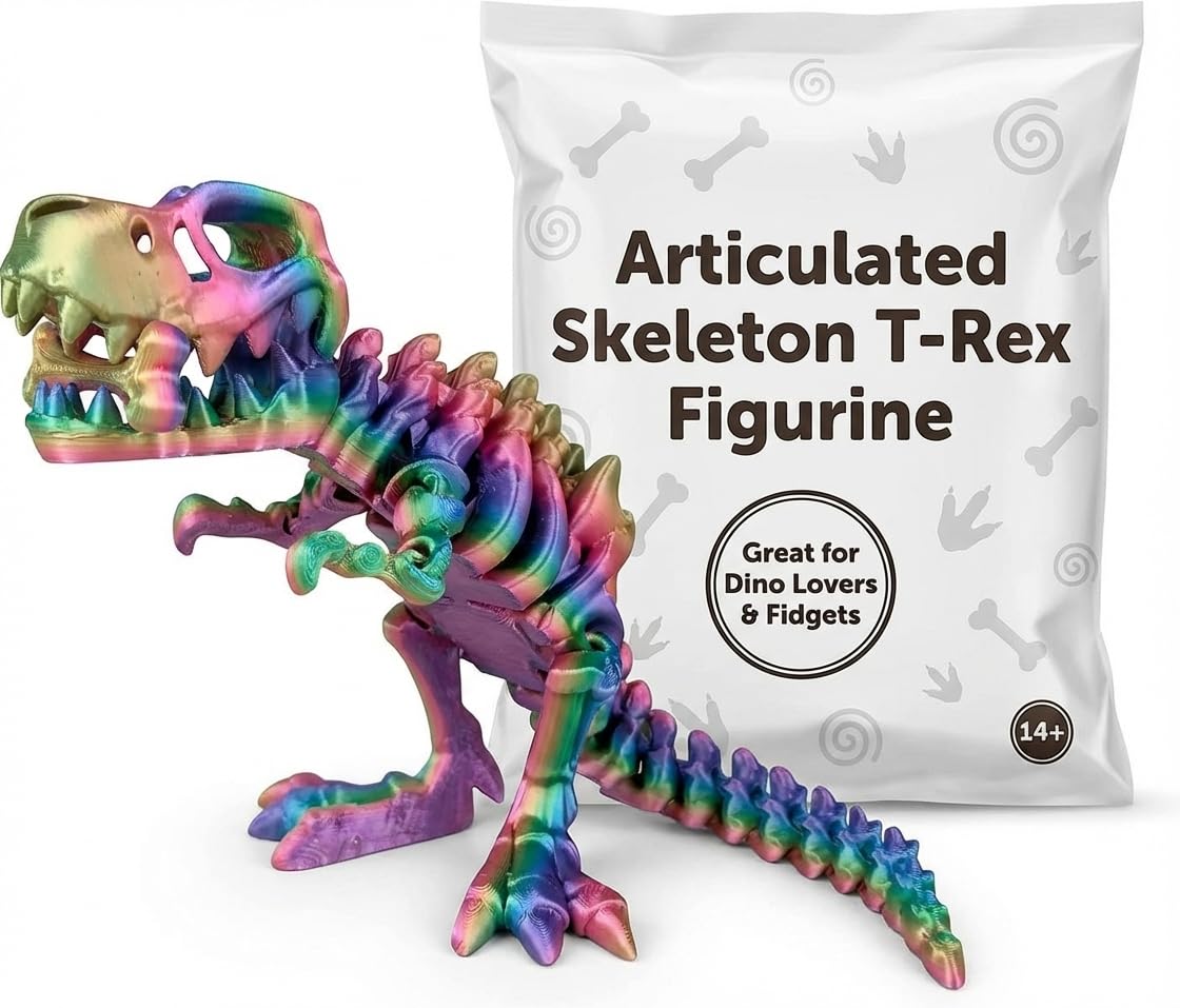 Amazon.com: Articulated T-Rex Skeleton Figurine - Colorful
