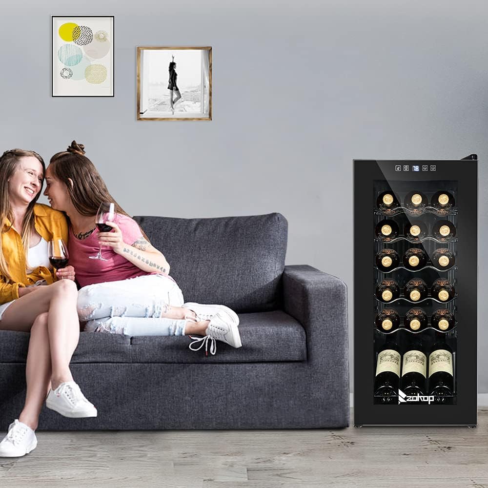 115V /60Hz 18Bottle/1.8Cu.Ft/52L/ Compressor Wine Cabinet, Compressor Wine Fridge Freestanding Quiet Operation,Powerful Cooling System,Black