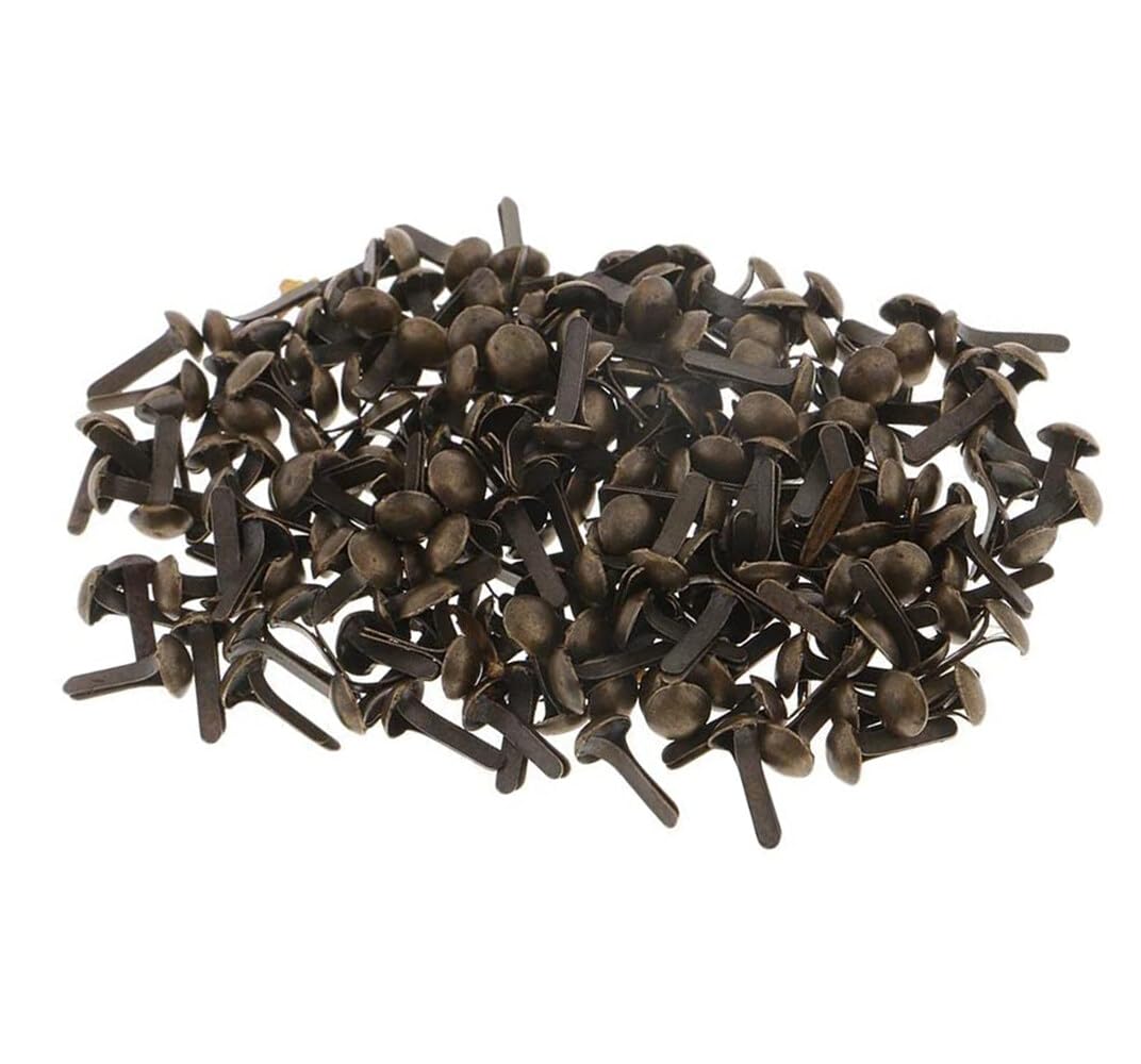 Generic 200Pcs Mini Decorative Round Head Split Pins Metal Brads Paper Fasteners for Paper Craft Office Stationery, Bronze
