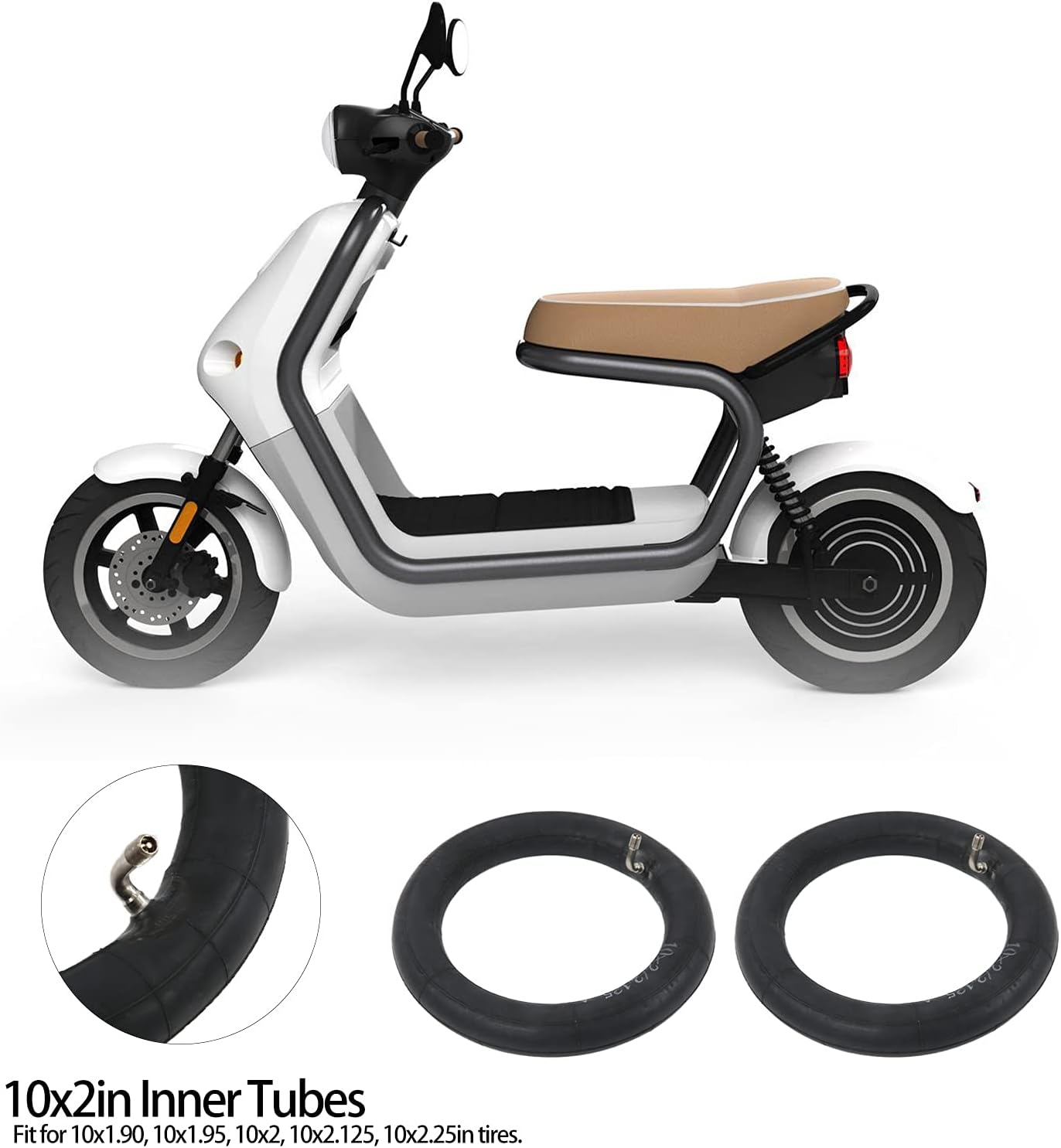 Wheel Inner Tubes,Pair of 10x2in Mini Bike Wheel Inner Tubes for 10x1.90/1.95/2/2.12/2.25 Bike Baby Stroller Scooter Tires