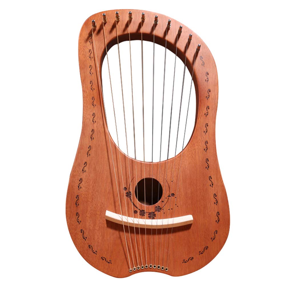 HEALLILY 1pcs Lyre Harp Mahogany 10 Metal Strings Lye Harp Portable