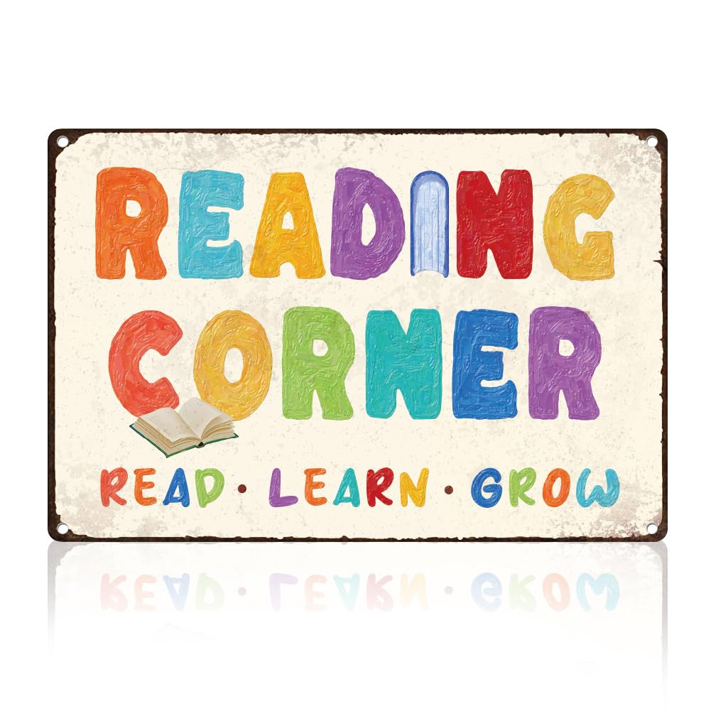 DOODLREAM Reading Corner Tin Sign, Vintage Metal Wall Decor