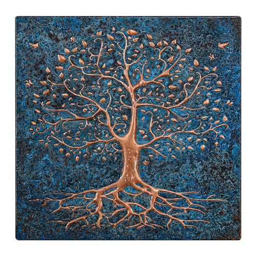 Kitchen Backsplash, Tree with Roots Copper Backsplash, Custom Copper Backsplash Panel, Handmade Copper Backsplash Tile, Indoor Outdoor Wall Decor (Blue)