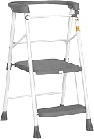 HBTower 2-Step Toddler Step Stool Tower - Folding Kitchen Helper with Anti-Drop Safety Rails, Non-Slip, 250lb Capacity for Kids 18M-4Y