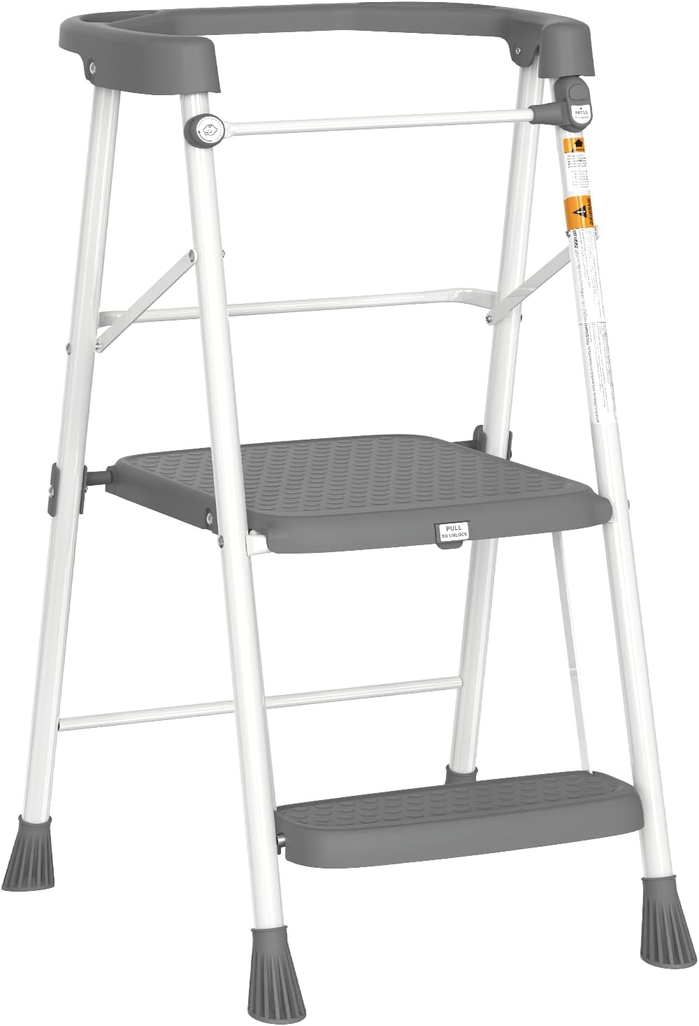 HBTower Kids 2 Steps Step Stool, Toddler Tower for Kitchen Counter Learning, Toddler Kitchen Stool Helper with Anti-Drop Safty Railing Kids Standing Folding Stepper(Gray)