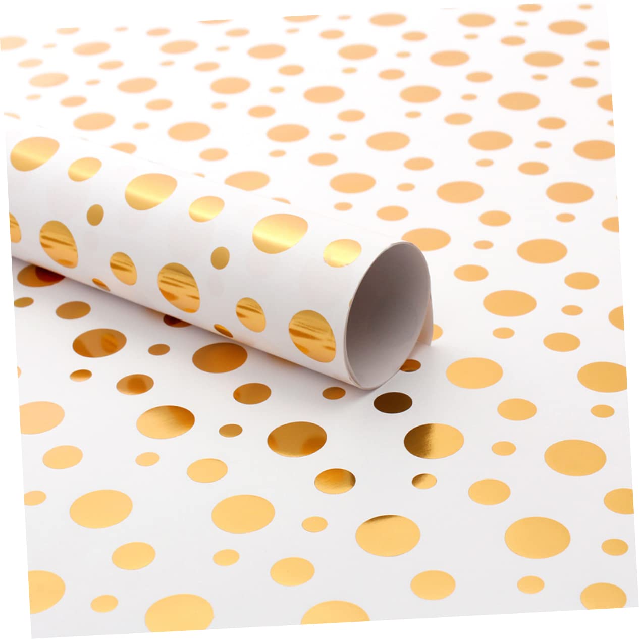FRCOLOR Lot De 3 Rouleaux De Papier Doré De Luxe Motif Étoiles Pois Et Rayures Pour Anniversaire Mariage Fêtes 4 Pièces X 3
