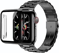 Vista 18 de baozai Compatible con Apple Watch Band de 1.929 in con funda, correa de acero inoxidable con protector de pantalla de vidrio templado para Apple