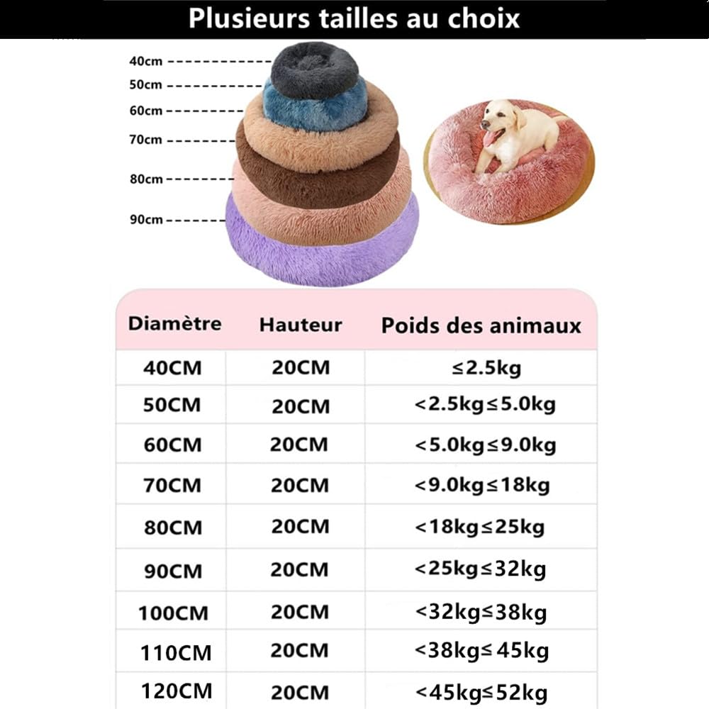 Coussin Chien, Panier Chien, Panier pour Chien Anti Stress, Taille et Couleur au Choix, Lit pour Chien Grande Taille (Khaki, 80cm)