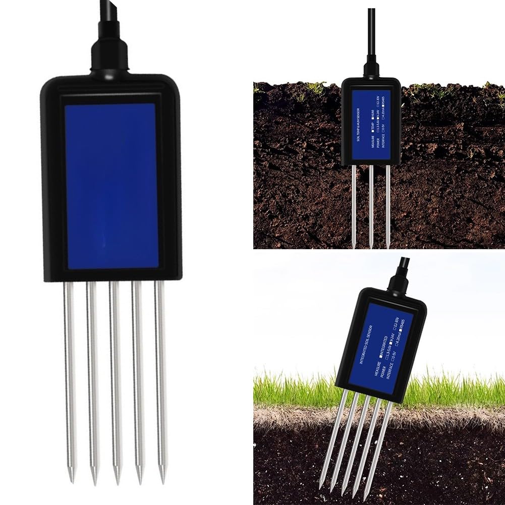 Medidor de humedad del suelo 7 en 1 con pH EC NPK sensor temperatura humedad humedad IP68 resistente al agua acero inoxidable reacción rápida para invernadero, jardín, agricultura, color