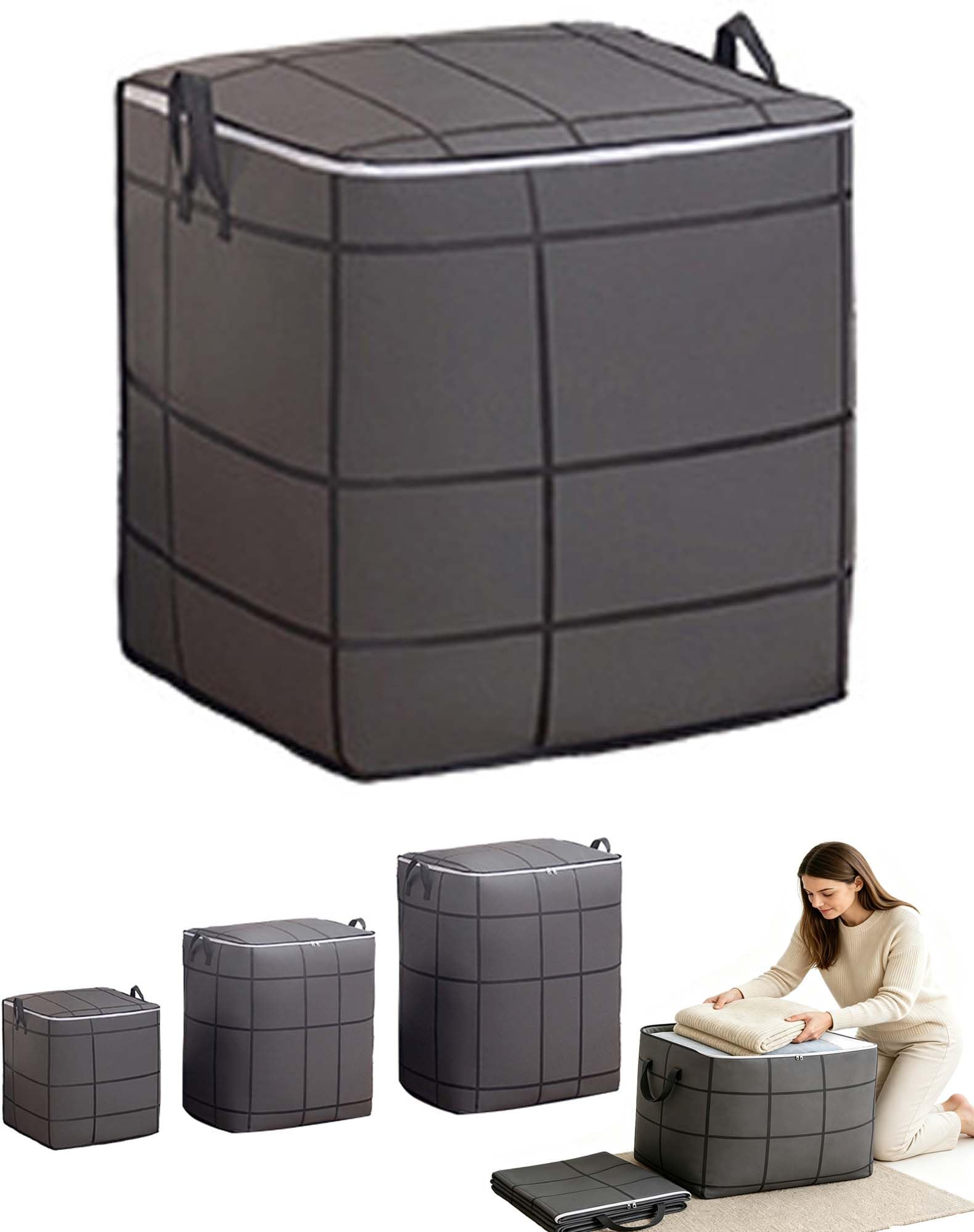 Portable Moving Storage Bags,Foldable Fabric Clothing Organizer ，110L