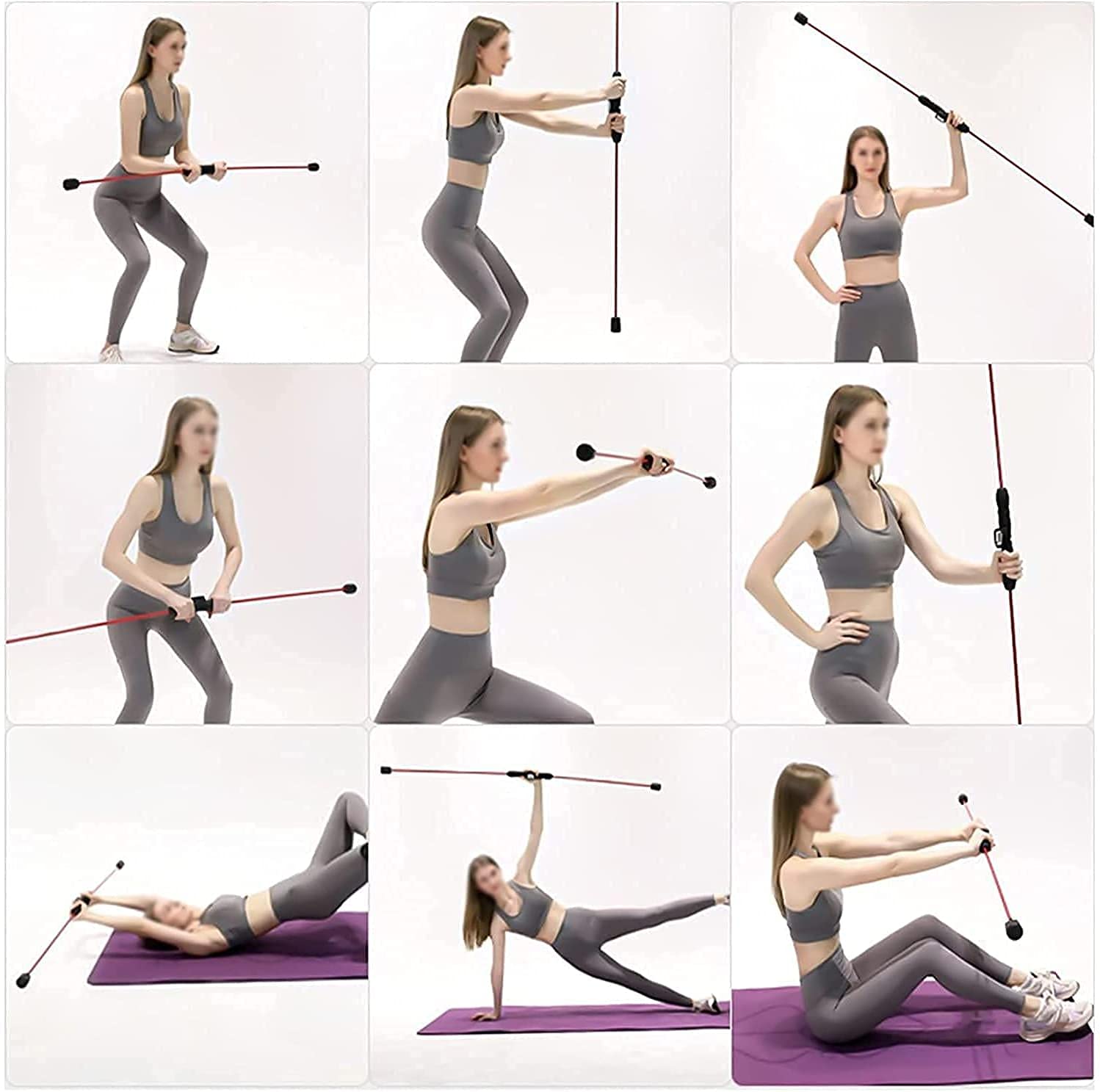 Sport Schwingstab Fitness Swingstick Schwerkrafttrainer zum Trainieren der Tiefenmuskulatur Multifunktionaler Sport Tremor 2 Stück Fitness Elastic Training Fettverbrennung Fettabweisungsstange, Übun