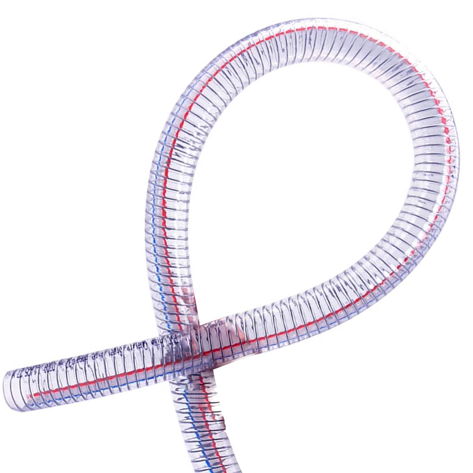 Tubo in PVC rinforzato con filo d'acciaio, Tubo flessibile in filo di acciaio PVC a bassa pressione, spessore della parete 5 mm, 3,28 piedi, misure multiple, confezione da(ID 40mm)