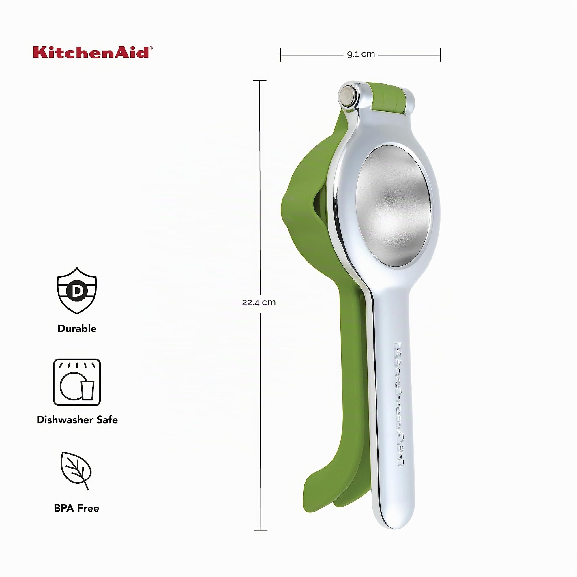 KitchenAid Exprimidor de jugo de cítricos para limones y limas con recogedor de semillas y boquilla de vertido, 8 pulgadas