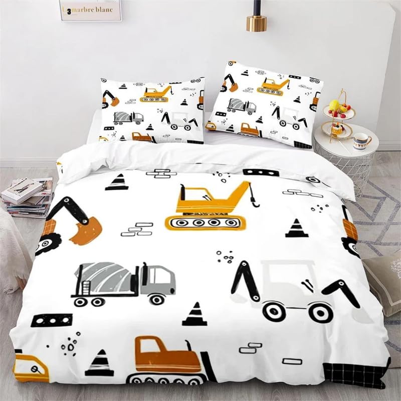 Funda nórdica cama 150 de tractor blanco 220x240 cm con dos fundas de almohada