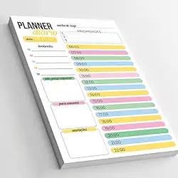 Bloco Planejamento Diário com 50 folhas - Planner diário (Colorido)
