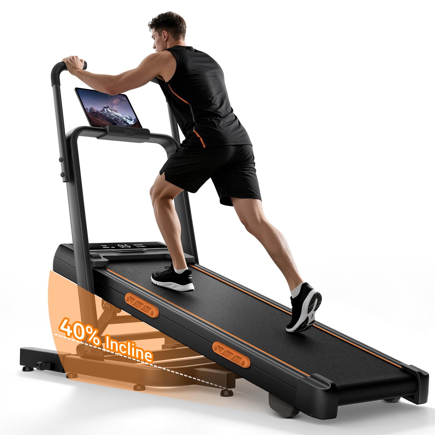 CURSOR Składana Bieżnia do domu z Nachyleniem 40% | Bieżnia domowa kompaktowa 1-12 km/h,Treadmill Cichy Silnik 3,0 KM,Wydłużone Uchwyty 130 CM i Wyświetlacz LED, Maks. 159 kg