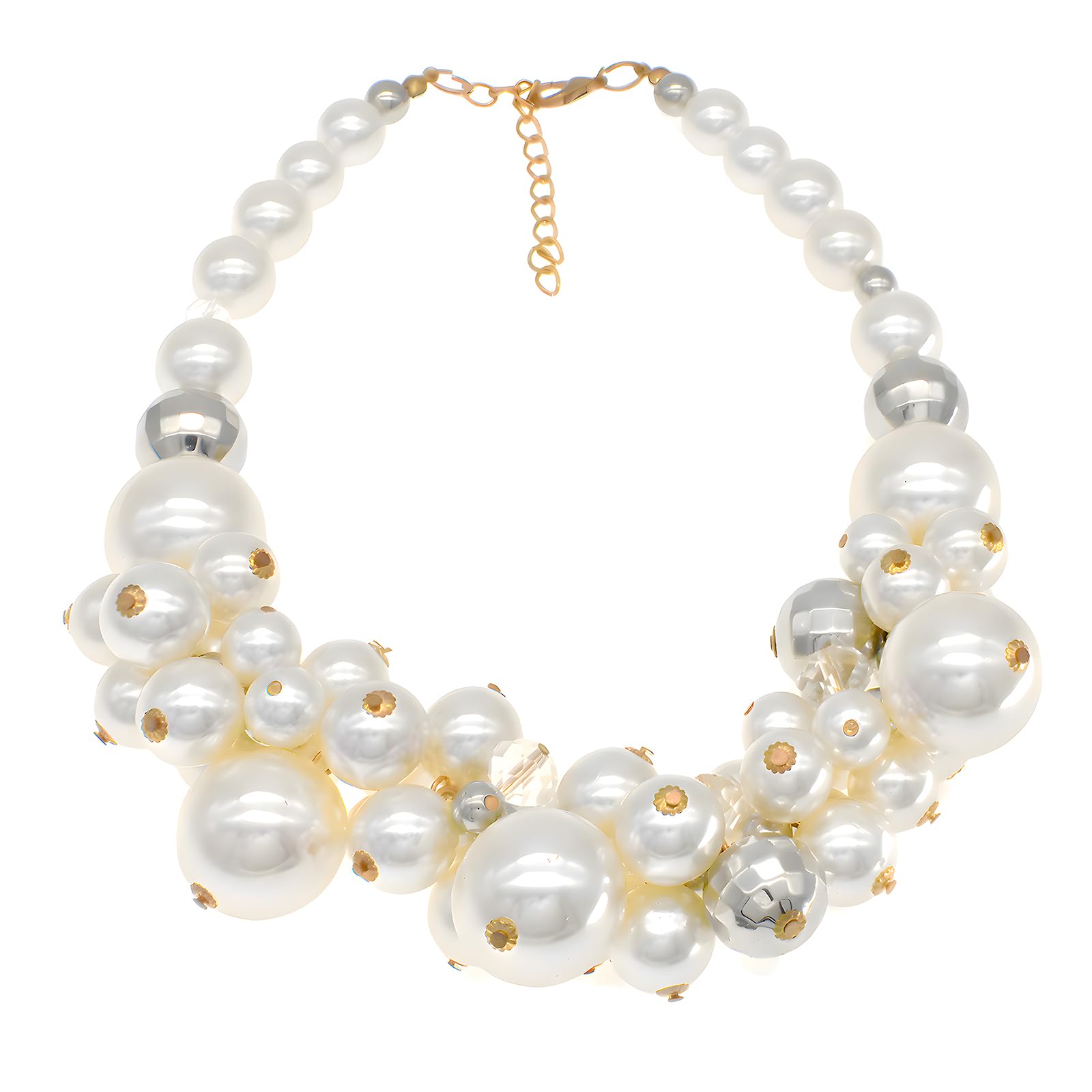 Utop JNF Chunky Pearl Choker Necklace Large Pearl Statement Necklace Trending Choker Pearl Wedding Jewelry for Brides Boho Pearl Jewelry Set