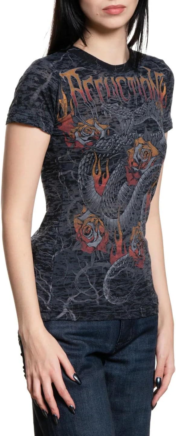 Affliction Women's T-Shirt Short Sleeve, Graphic Print