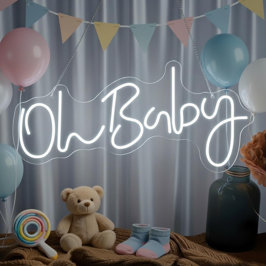 Oh Baby Neon Letter Sign, 19.6 * 11.8 inch Acrylic LED Letter Sign