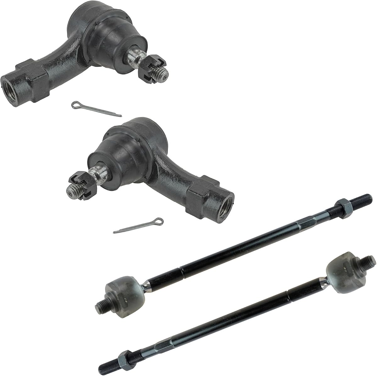 TRQ Inner and Outer Driver and Passenger Side Tie Rod Set 4 Piece | For 2009-2011 Ford Focus Variable Power Steering