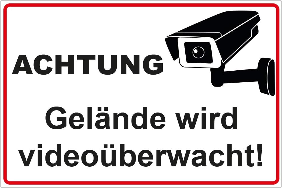 Schild "Achtung Gelände wird videoüberwacht" aus Alu/Dibond 300x200