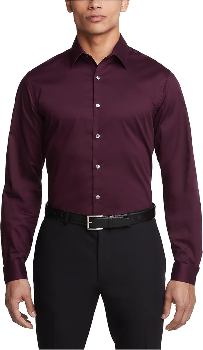 Van Heusen Camisa de vestir elástica con cuello flexible para hombre