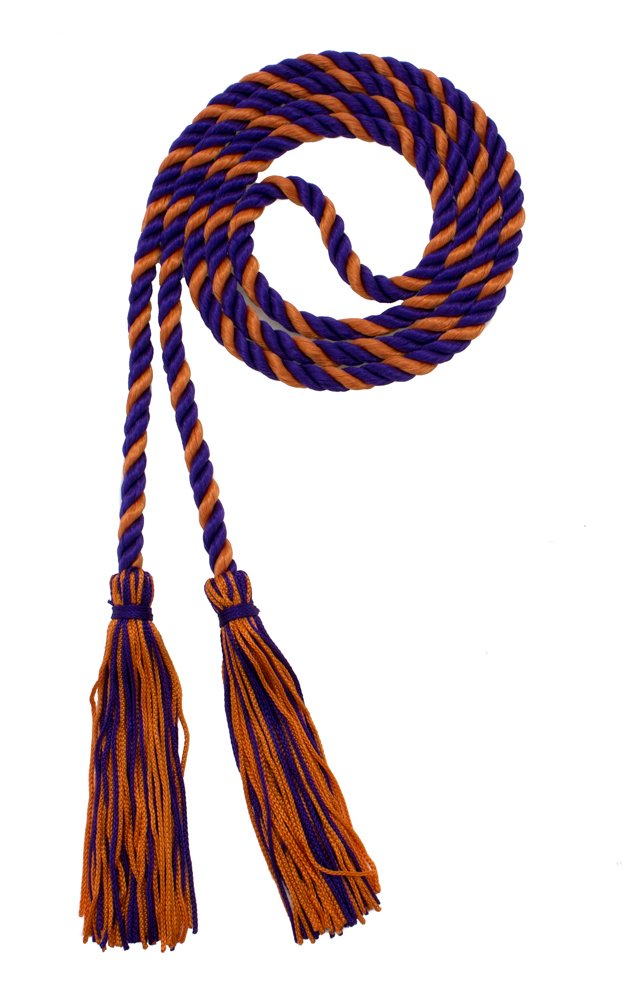 Tassel Depot Graduation Honor Cord - Purple/Orange - Every School Color Available - Made In Usa