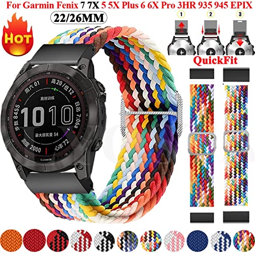 Bracelet nylon extensible Garmin Fenix ajustement précis noir 22 mm