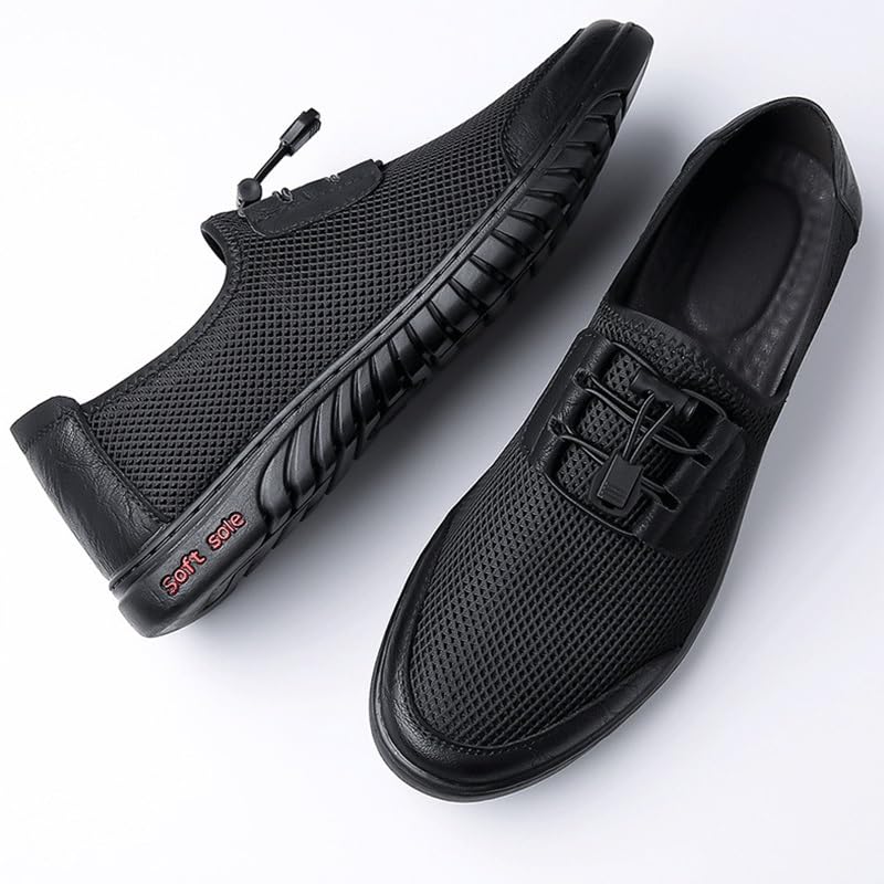 Men's Cutout Mesh Handmade Flat Casual Loafers Lightweight Slip On Mesh Moccasins Summer Breathable Driving Shoes3