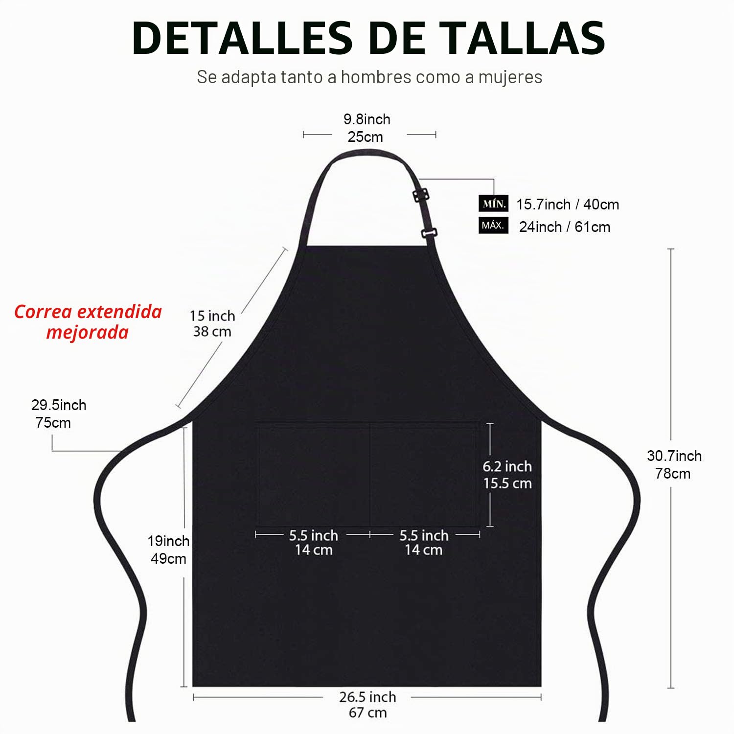 atopo 4 Piezas Chef Delantal, Negro Delantal Impermeable con 2 Bolsillos, Delantal de Cocina Ajustables para Barbacoa Cocinar Hornear Jardinería Restaurante