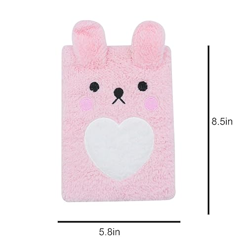 Miniatura 7 de ZGMYC Plush Bunny Notebook Diary for Girls Kids A5 Lined Fuzzy Journal Cute Heart Writing Drawing Notepad 160 Pages Encuadernación desconocida