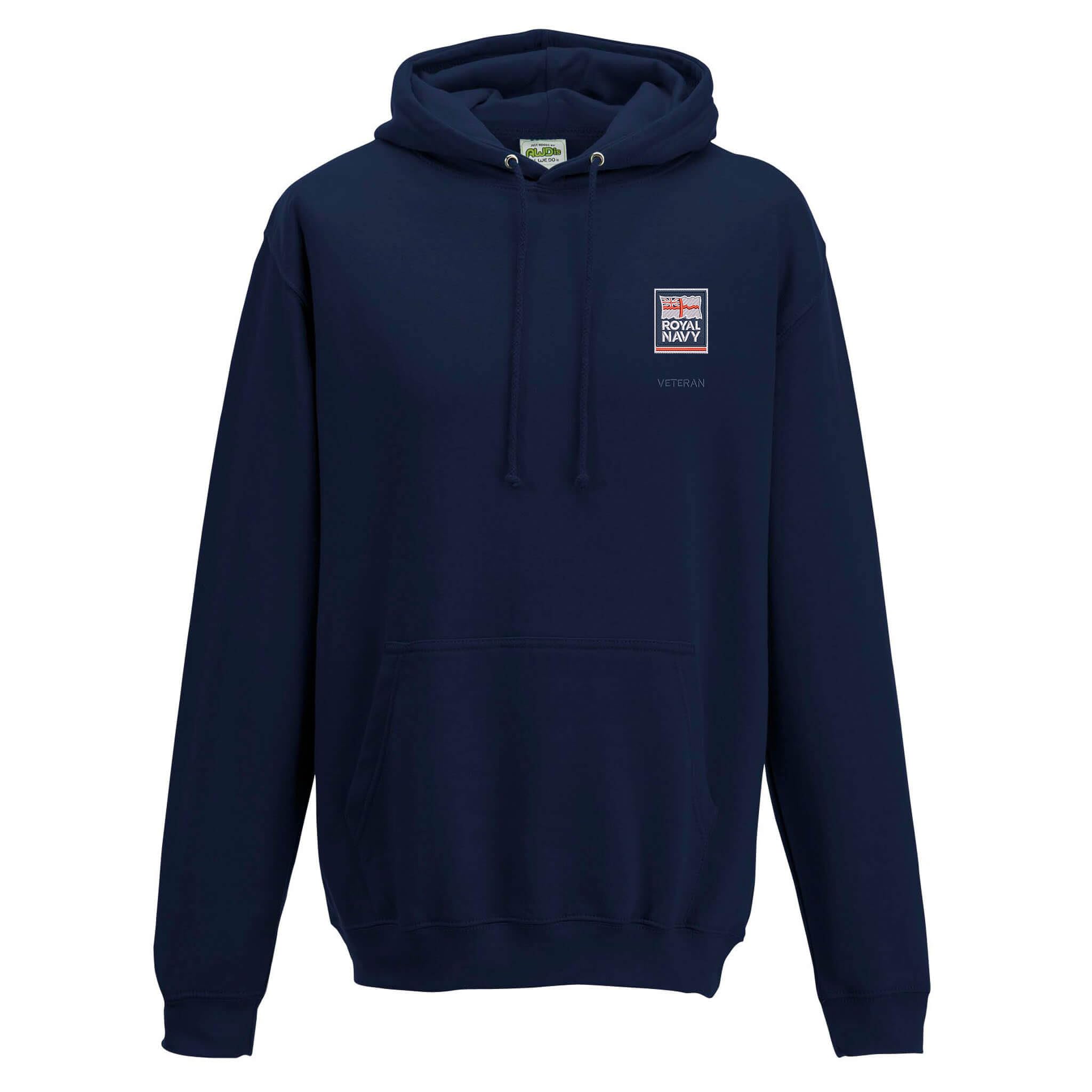 The Military Store Men's Navy Royal Veteran Embroidered Hoodie, Large