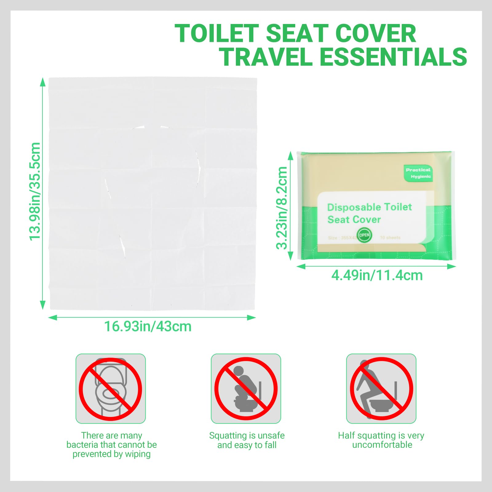 Copri Water WC USA e Getta 60 Pezzi 43x35,5 cm per Viaggi