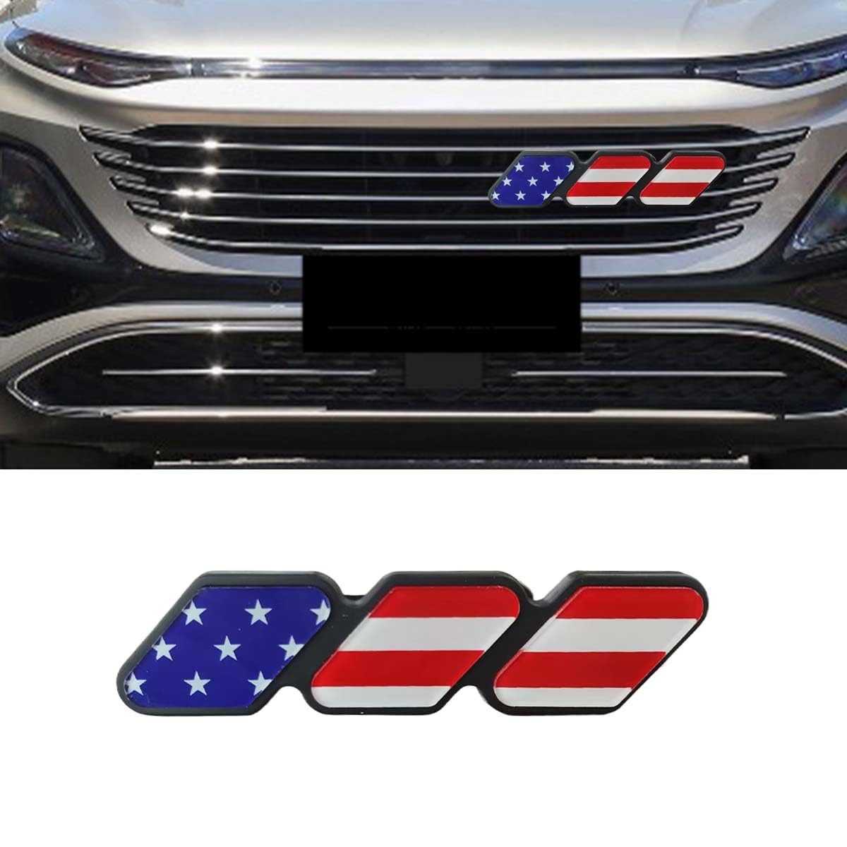 TRD Grille Decoration Badge - Tri-Color Grille Badge Emblem Front Grille Insert Trims - Car Truck Label Decoration Accessories Compatible with Tacoma 4Runner Tundra Sequoia Rav4 Highlander (USA-Red)