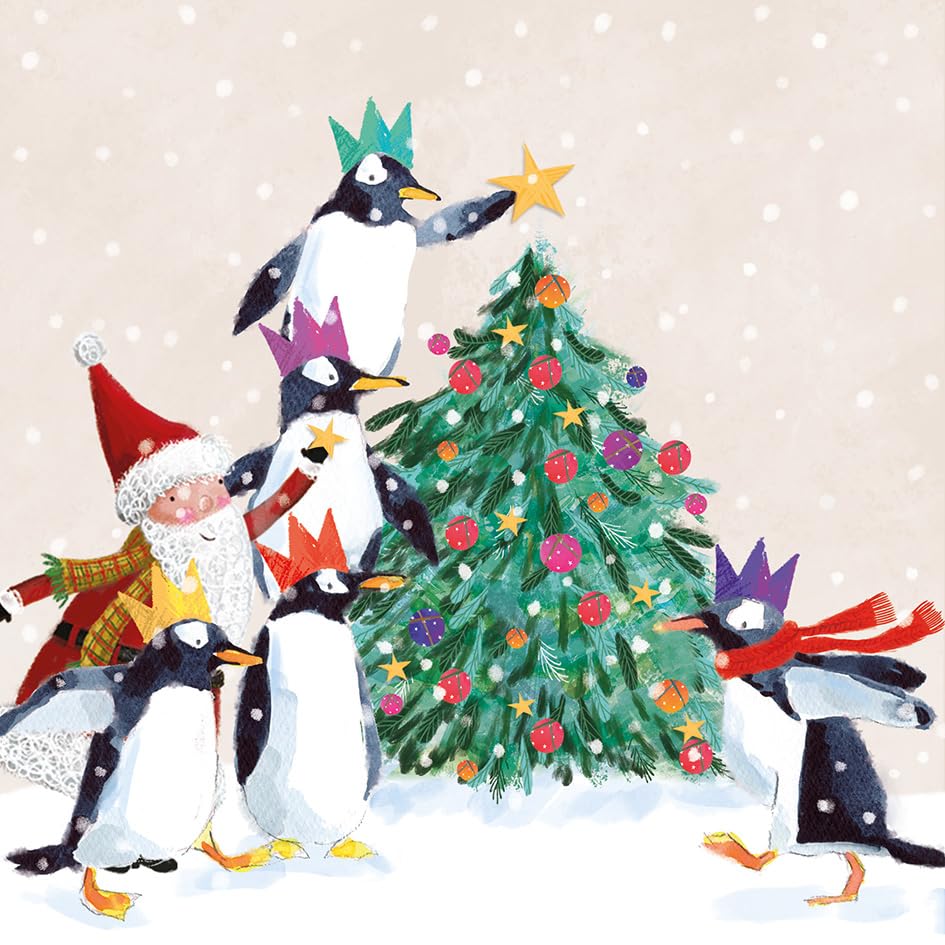 TRIXES 8-Pack Penguin And Santa Christmas Cards - Premium Greeting Cards with Envelopes - Designed and Made in the UK