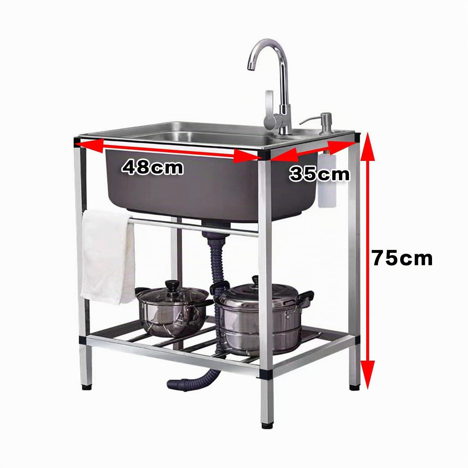Fregadero Exterior Jardín Portátil Con Soporte y Grifo - Lavabo De Mano Para Lavadero, Patio Trasero, Garaje - Simple Al Aire Libre