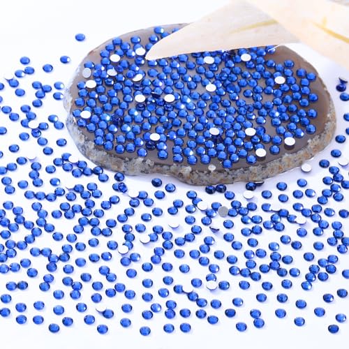 Image of Sapphire Flatback Rhinestones, Glass Rhinestones for Nail Art and Craft, Glue Fix, Loose Crystal Gemstones(Blue, SS8, 2880pcs, 2.3-2.5mm)