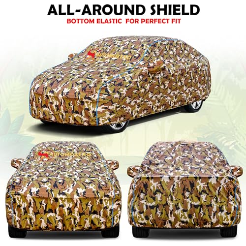 Image of Scorpion 100% Waterproof Car Cover for All Weather Protection with Mirror Pocket Inner Cotton Layer Triple Stitched Cover with Adjustable Belt Bottom Elastic to Secure Fit -Jungle