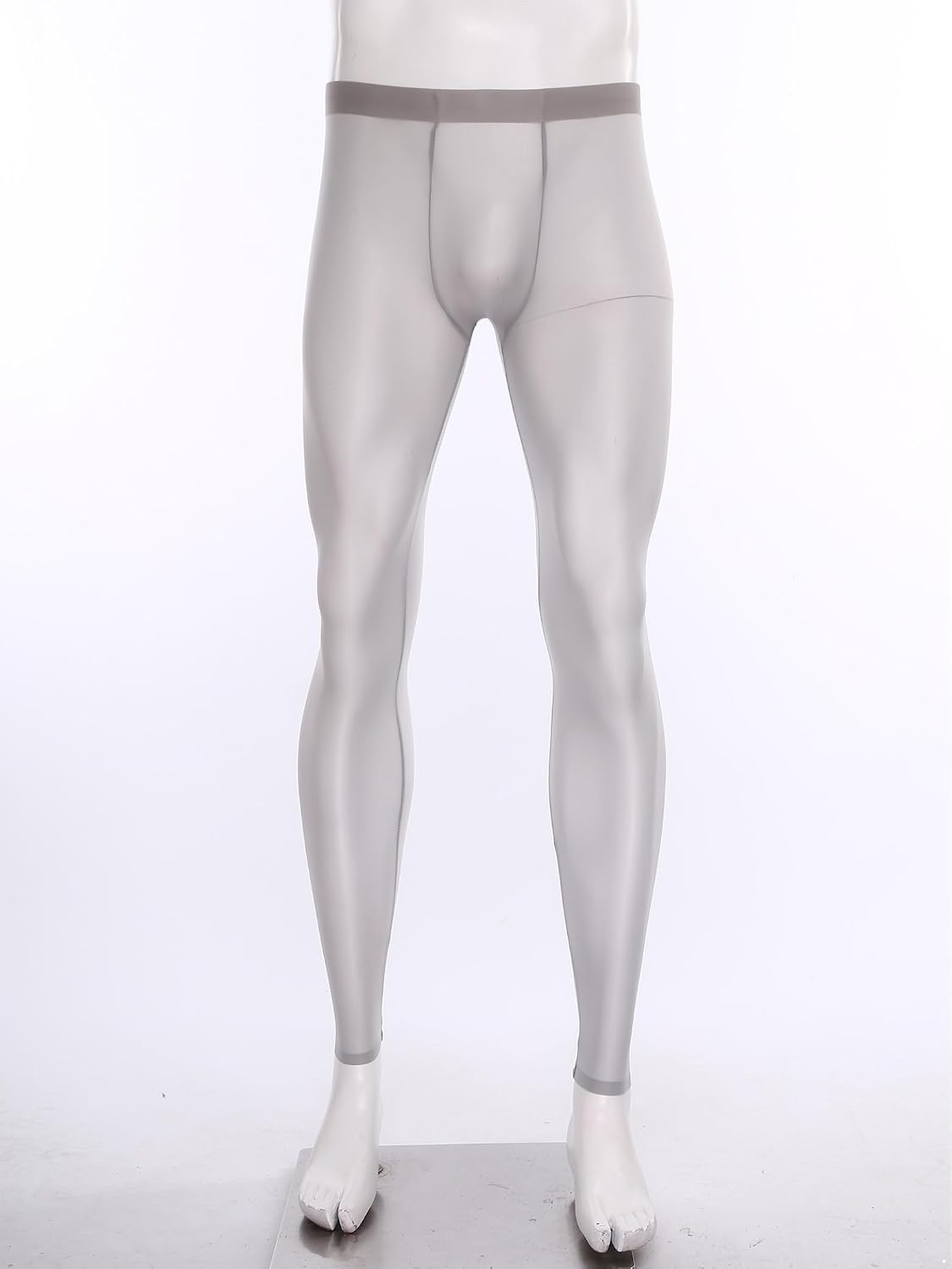 Jugaoge Mens Ice Silky Leggings Compression Long Tights Pants Sports Straight Leg Trousers Underwear