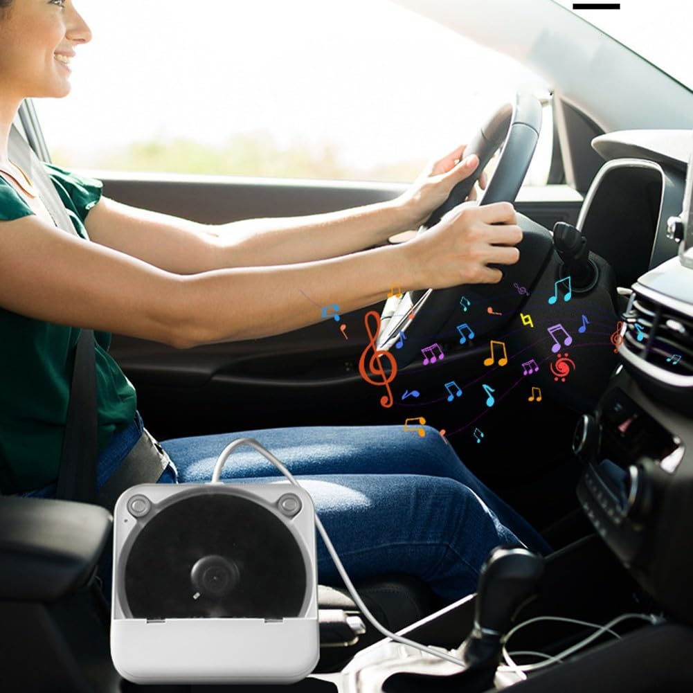 Lettore CD portatile per auto portatile Tv Computer con alimentazione USB e porta Aux Compatto Bianco Abs Lettore di dischi esterni per musica da viaggio