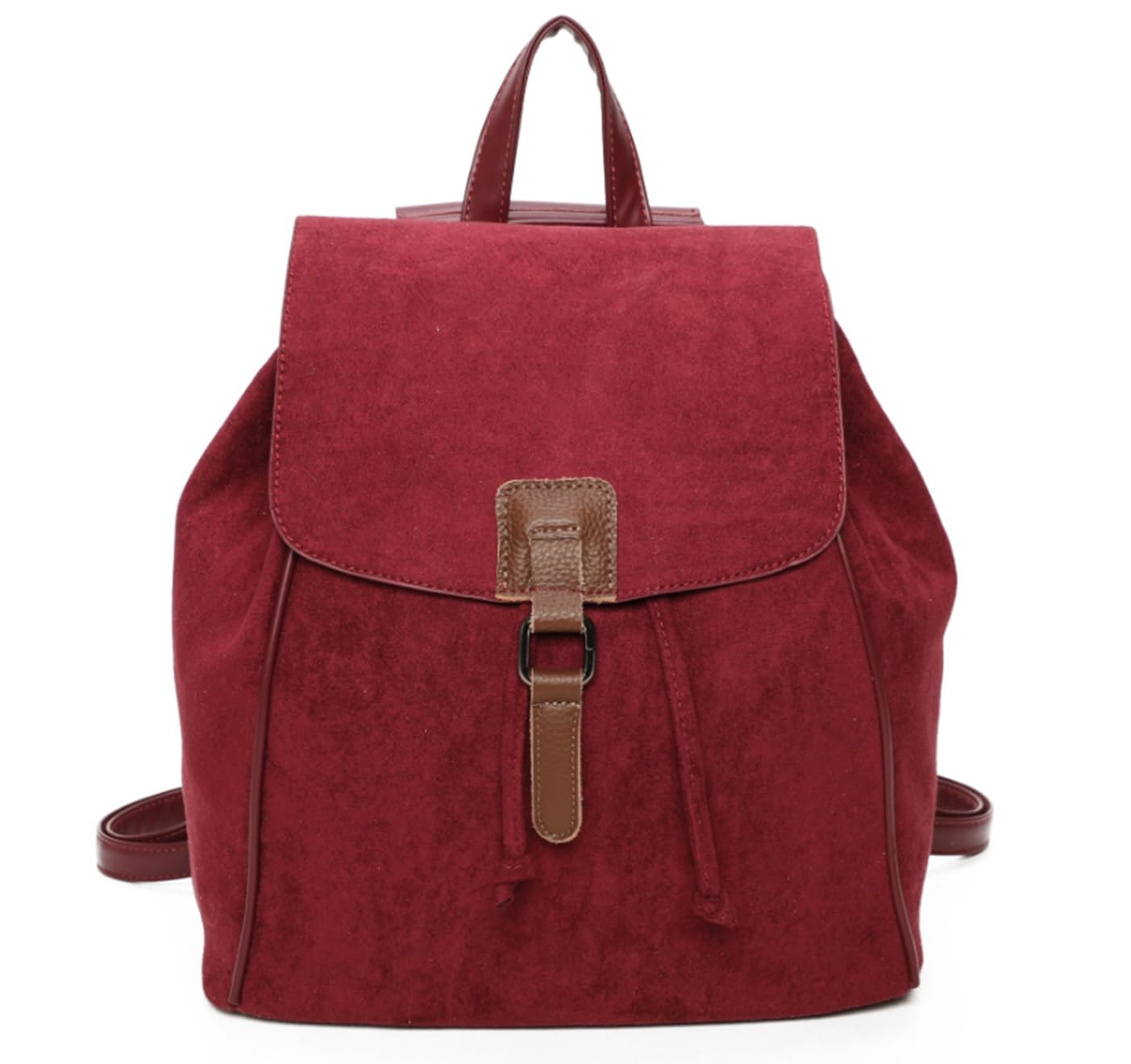 Leahward Women's Wine Faux Suede Backpack, Large Drawstring Rucksack, Casual Daypack (Wine)