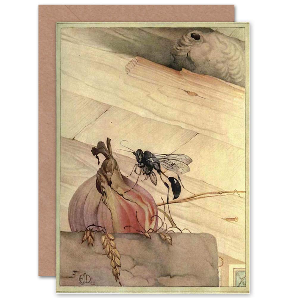 Wee Blue Coo CARD GREETING DETMOLD MASON WASP FABRE'S INSECTS