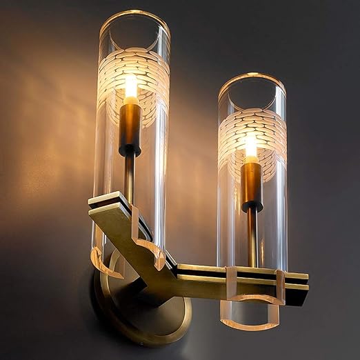 OZZKI Wandmontage licht Licht luxe Nordic volledige koperen wandlamp amerikaanse woonkamer wandlamp slaapkamer bedlampje gangpad glazen lamp decoratieve wandlamp binnenverlichting (exclusief lichtbron photo 3