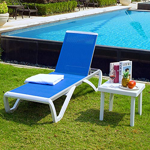 Domi Outdoor Living Adjustable Chaise Lounge Aluminum Outdoor Patio Lounge Chair All Weather Five-Position Recliner Chair For Patio,Pool,Beach,Yard(Blue) #TOP5