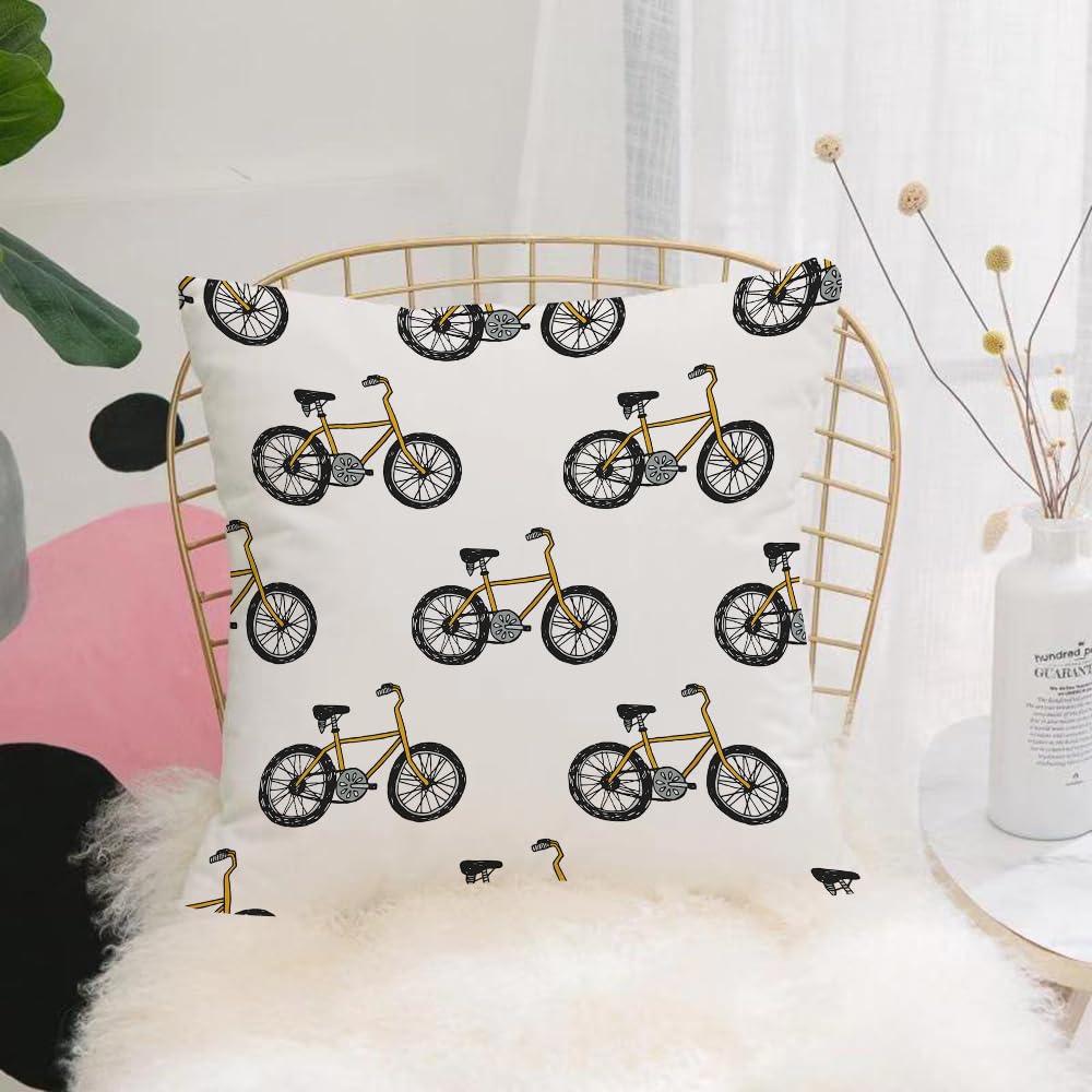 HYMSXW Cushion Cover,Throw Pillow Case Home Decorative for Living Room Bedroom Sofa Chair 20X20 Inch,Hand getrokken krabbel het cirkelen achtergrond Het vectorpatroon van het fiets,Pillowcase 50X50cm