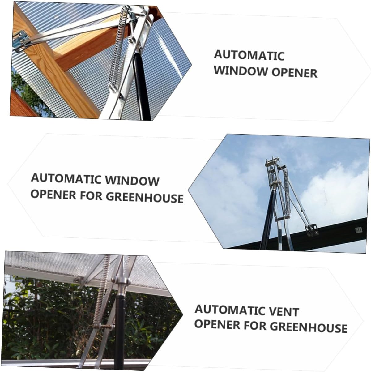 Automatic Greenhouse Vent Opener Sturdy Temperature-Controlled Window Opener for Greenhouses Easy to Install Space-Saving Design Maintains Optimal Growing Conditions Silver