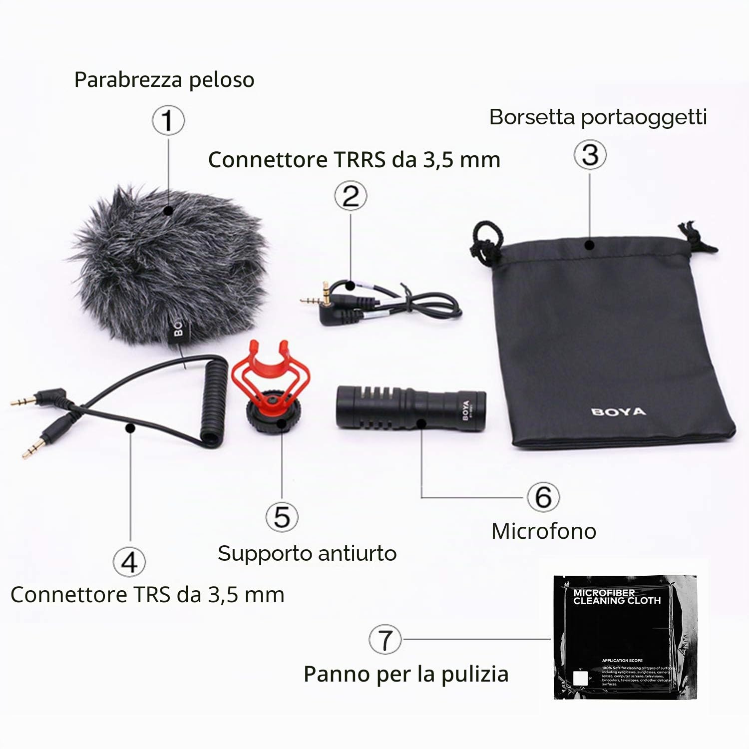 BOYA BY-MM1 Microfono per Videocamera Cardioide,Microfono per iPhone smartphone Universale con Ammortizzatore per DSLR, Videocamera, iPhone, Smartphone Android, Mac, Tablet