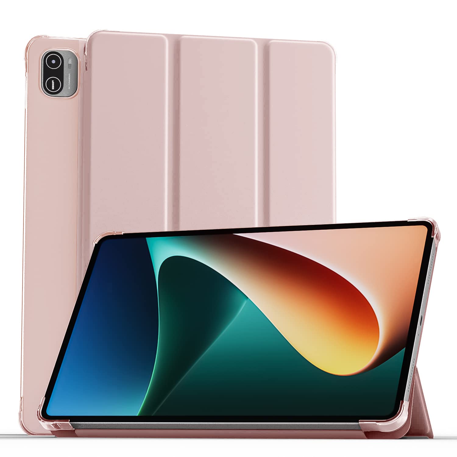 MOCA Translucent Back Flip Case for Xiaomi Pad 5 / Pad 5 Pro 11 Folio Flip Cover Protective Slim Case for Xiaomi Mi Pad 5 /Pad 5 Pro 11" (Pink)-image-45